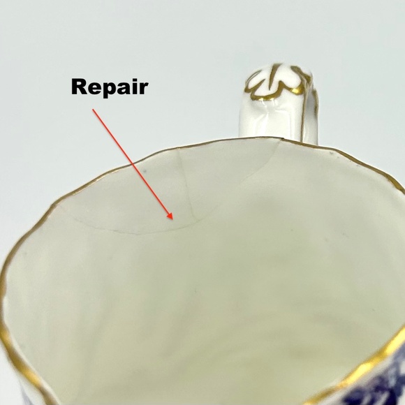 Blue & White Royal Crown Derby XII Mikado Mini Creamer - Repair - Picture 13 of 14